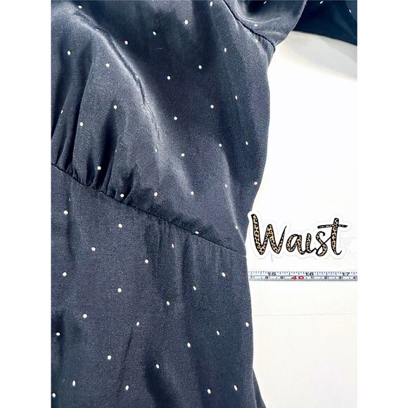 A New Day Women's Polka Dot Midi Dress Size Medium Black Long Sleeve V-Neck NWT - Picture 12 of 13